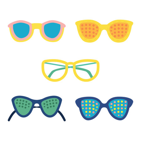Vector Collection of Cute Colorful Glasses Eyeglasses Accessory Fashion Styleのイラスト素材