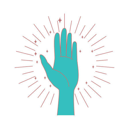 Open Hand with Shine Sparkling Decoration as Peace Symbolのイラスト素材