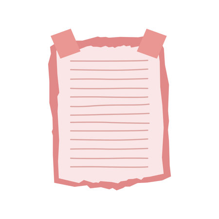 Simple Blank Pink Paper Sticky Note Memo Office Stationery with Tapeのイラスト素材
