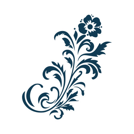 Beautiful Romantic Navy Blue Flower Floral Florist Ornament Border Decorationのイラスト素材
