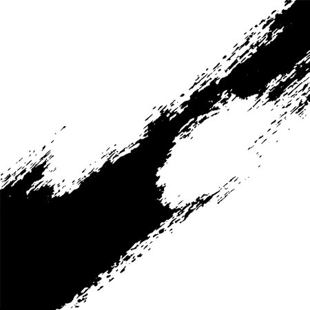 Abstract Black Paint Brush Stroke on White Square Backgroundのイラスト素材