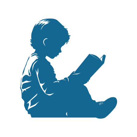 A Peaceful Scene of a Boy Lost in His Bookのイラスト素材