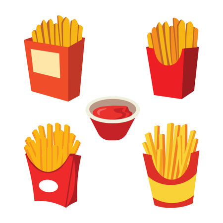 Crispy Fries Collection Tasty Fast Food Iconsのイラスト素材