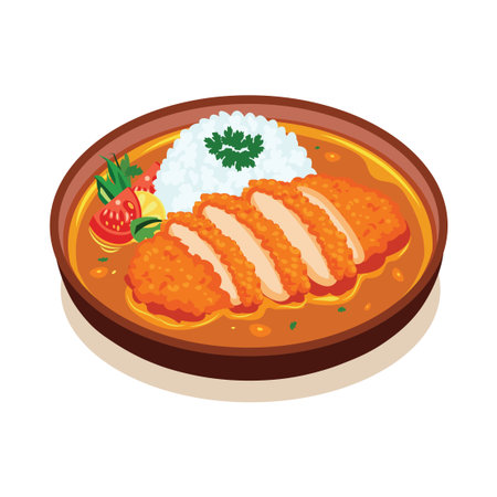 Katsu Curry with Garnishのイラスト素材