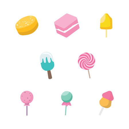 Pastel Candy, Lollipop and Sweets Vector Bundleのイラスト素材