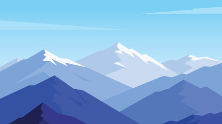Landscape Alpine Snow Mountain Sceneのイラスト素材