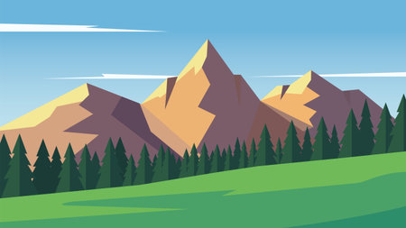 Fresh Daytime Mountain Landscape Viewのイラスト素材