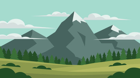 Pastel Hills Mountain Landscape Backgroundのイラスト素材