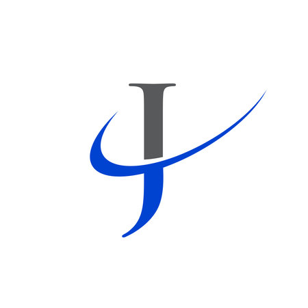 J letter logo with blue swoosh. Vector design template elements for your application or corporate identity.のイラスト素材