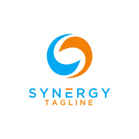 Abstract logo design template. Vector illustration on white background. Can be used for business, finance, web design.synergy logoのイラスト素材