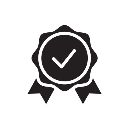 Approved icon in flat style. Medal vector illustration on white isolated background. Approval business concept.のイラスト素材