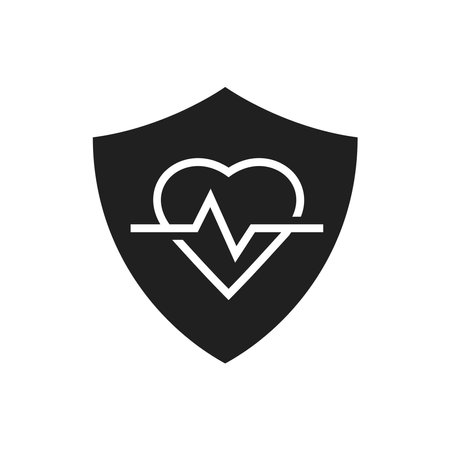 Heart rate and shield icon. Health care and medical theme. Isolated design. Vector illustrationのイラスト素材