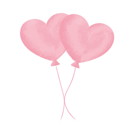 Watercolor Heart Balloon design illustrationのイラスト素材