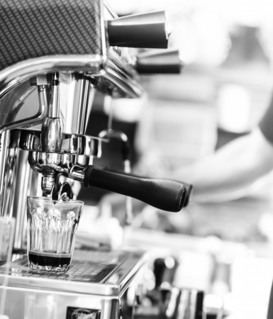 espresso, extraction from coffee machineの写真素材