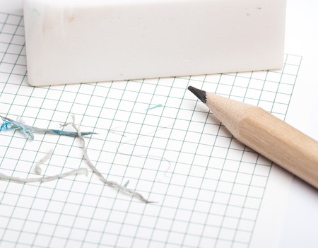 pen and eraser sharpener on white