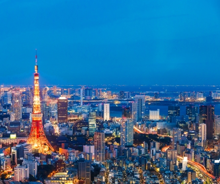 Tokyo Tower in Minato Ward, Tokyo, Japan.のeditorial素材