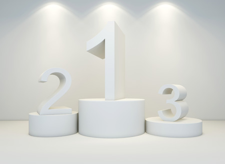 3d illustration of victory podium with first, second and third placesの写真素材