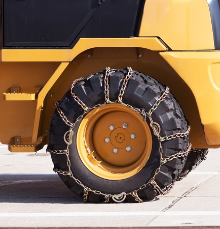 Snow Chains on Tireの写真素材