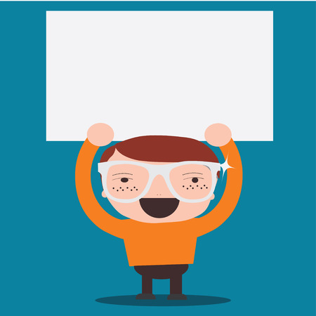 business man holding big blank paper over headのイラスト素材