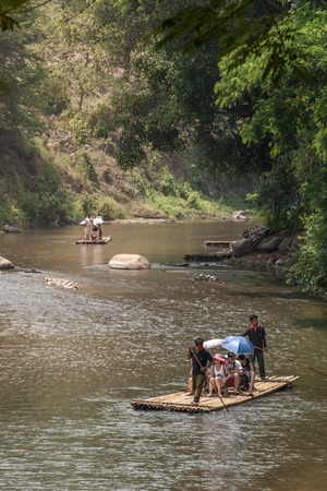CHIANG MAI,THAILAND -April 14 : Unidentified people in action at rafting adventure on maetang river...