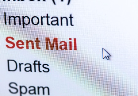Monitor screen showing send mail folder