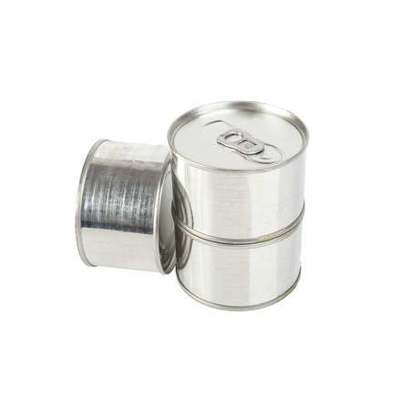 Blank aluminum can on a aluminum backgroundの写真素材