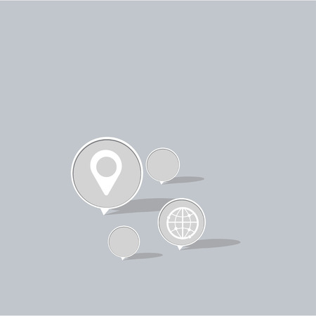 Map Icons and Location Icons with White Backgroundの写真素材