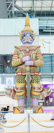 BANGKOK - JUNE 21 :  Giant guarding statue  at Suvanaphumi Airport, JUNE 21, 2014,Suvarnabhumi airport is world's 4th largest single-building airport terminal.のeditorial素材