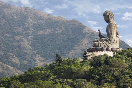 Giant Buddha/Po Lin Monastery in Hong Kong, Lantau Islandの写真素材