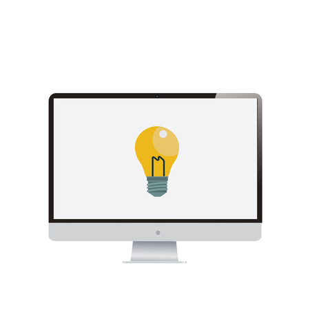 computer screen with bright idea iconの写真素材
