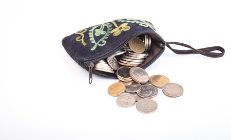 Black Bag and Coinの写真素材