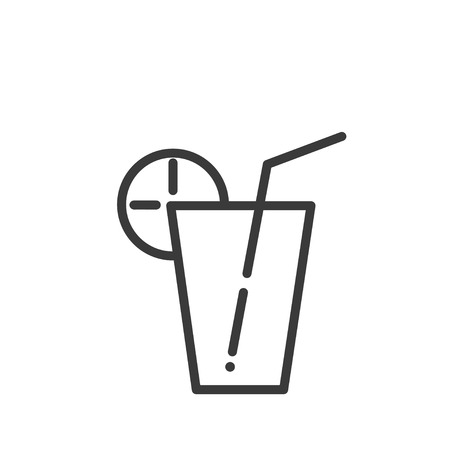 Orange juice glass with drinking strawのイラスト素材