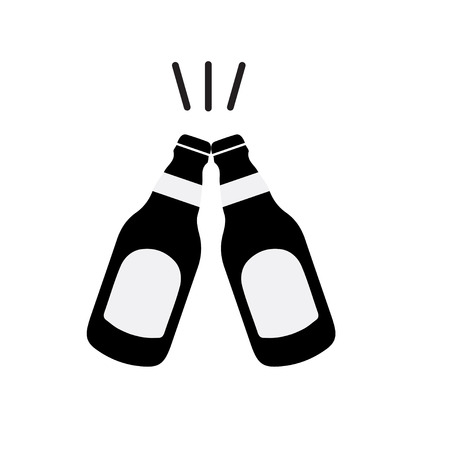 Beer bottle icon thin line for web and mobile, modern minimalistic flat design.のイラスト素材