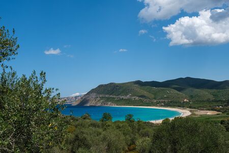 Losari beach meets the turquoise Mediterranean sea in the Balagne region of Corsica