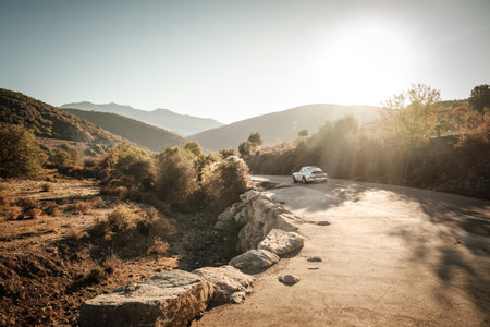Novella, Corsica, France - 7th October 2022: Florent Jean and Maxime Wilmot compete in their Porsche 911 SC in the 2022 Tour de Corse Historique. The Tour de Corse Historique is an annual vintage car rally on closed road stages around the island.のeditorial素材