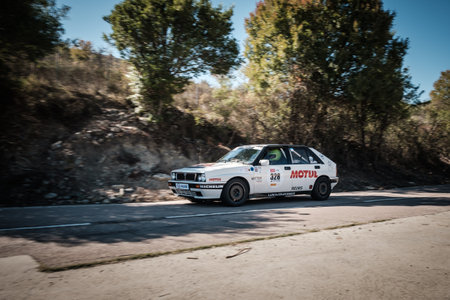 Novella, Corsica, France - 7th October 2022: Jean-Louis Lacassagne and Jean Lacassagne compete in their Lancia Delta Integrale in the 2022 Tour de Corse Historique.のeditorial素材