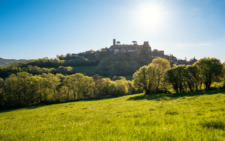 Sunrise over the medieval fortified village of Turenne in the Correze department of France