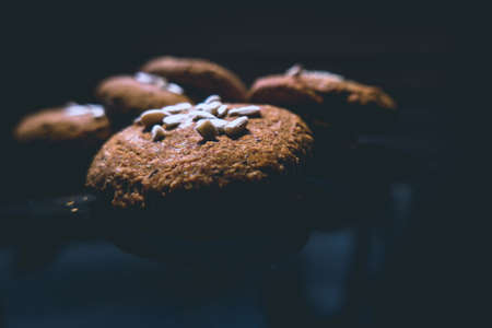 Dark Chocolate Cookies Food Backgroundの写真素材
