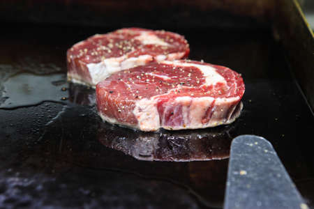 Cooking Delicious Steak Food Backgroundの写真素材