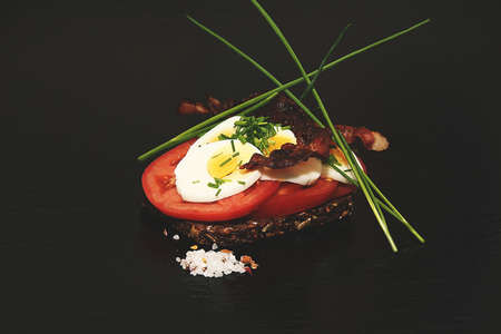 Open Sandwich Snack Food Backgroundの写真素材