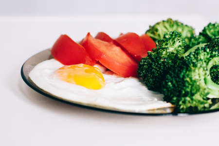 Eggs and Broccoli Breakfast Food Backgroundの写真素材
