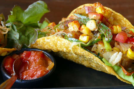 Spicy Mexican Tacos Food Backgroundの写真素材