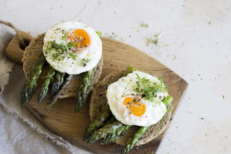 Asparagus Eggs Breakfast Food Backgroundの写真素材