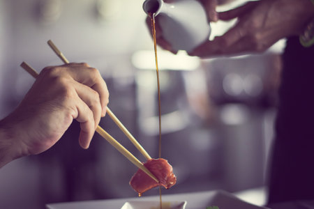 Delicious Japanese Restaurant Food Backgroundの写真素材
