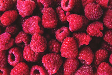 Raspberries Fruits on Spoon Food Backgroundの写真素材