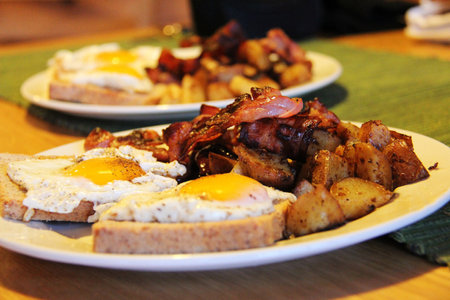 Fried English Breakfast Food Backgroundの写真素材
