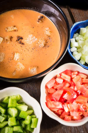Gaspacho cold soup with vegetablesの写真素材
