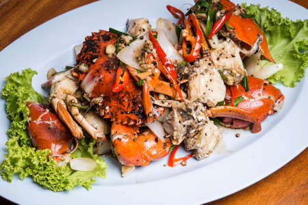 Thai style Crab with garlic and pepperの写真素材