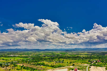 This unique photo shows the landscape of Hua Hin in Thailand and in the background the green...