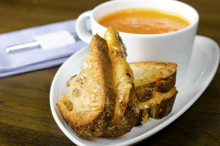 Sandwich and cream of pumpkin soup